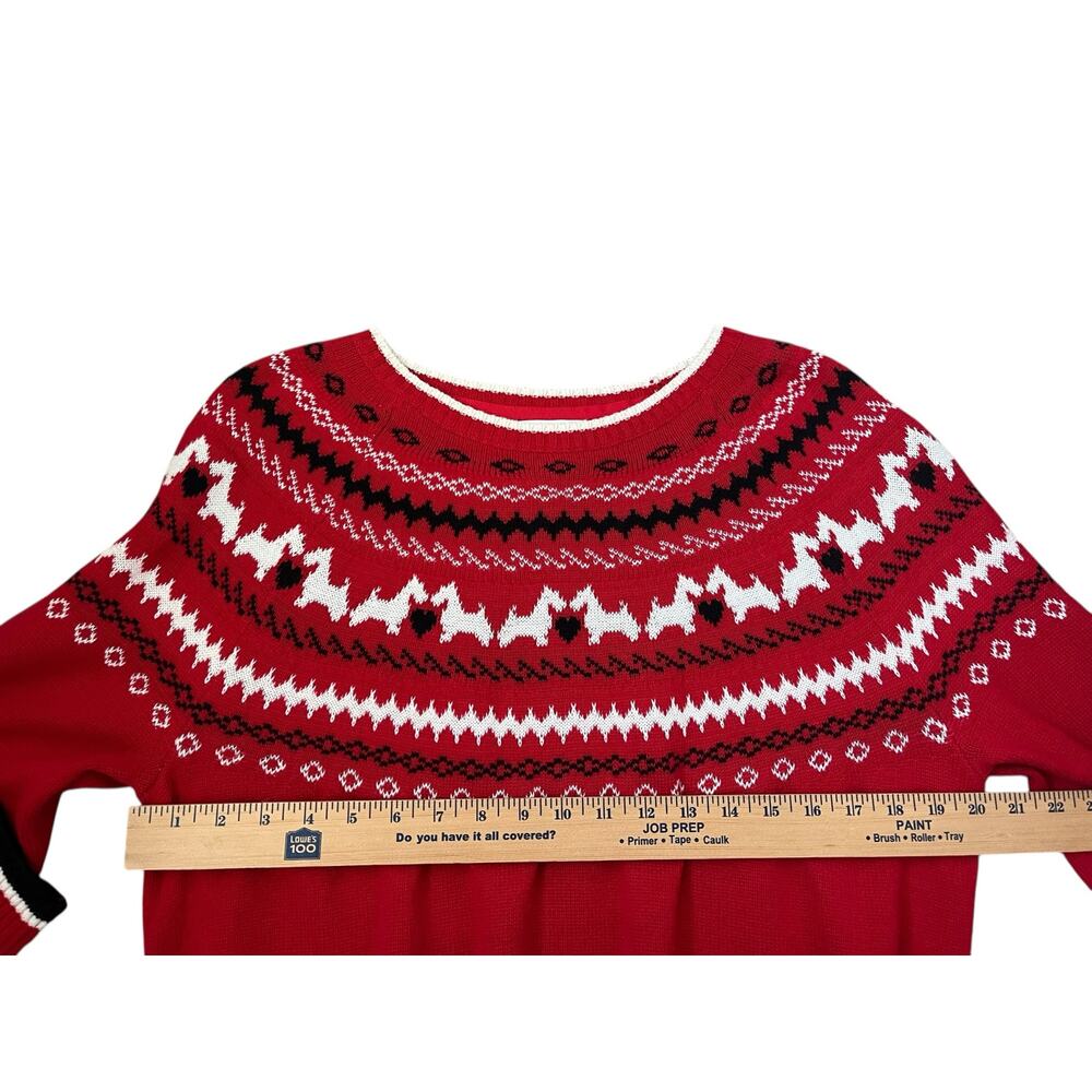 Charter Club Scottie Dog Fair Isle Sweater Novelty Christmas Holiday Red Size XL - Picture 12 of 14